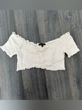 EUC Cream Ruffled Off-Shoulder Bandeau Sexy Summer Festival Beach Top Sz M